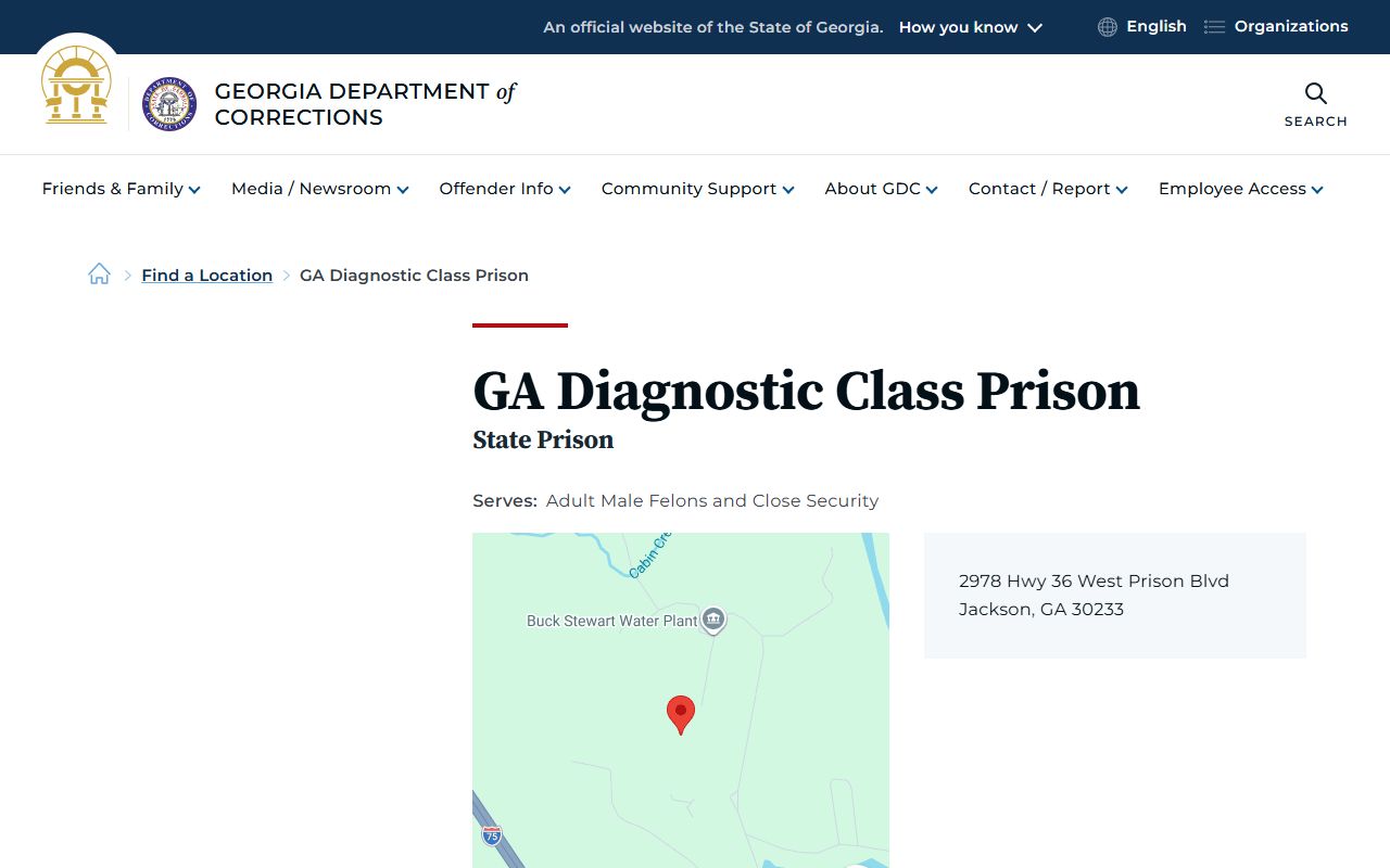 GA Diagnostic and Classification Prison inmate lookup GDC facility page