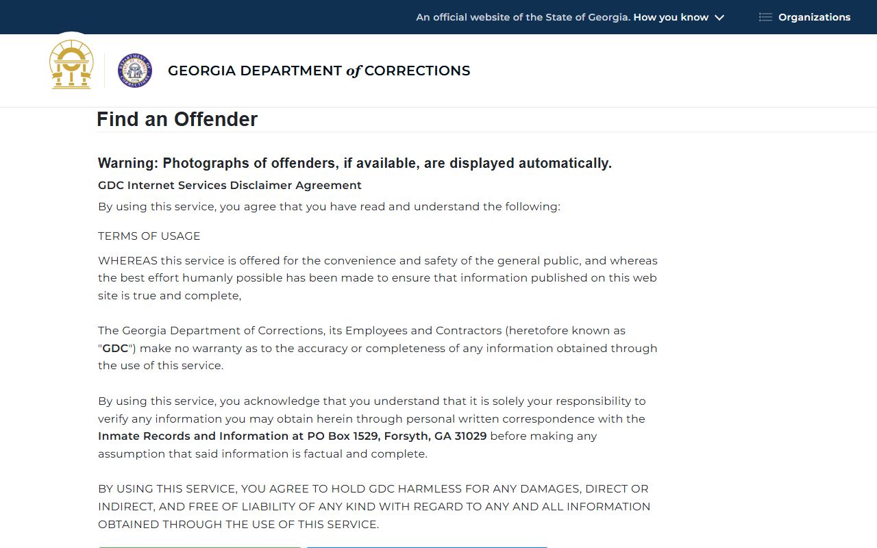 Butts County inmate lookup GDC offender query form